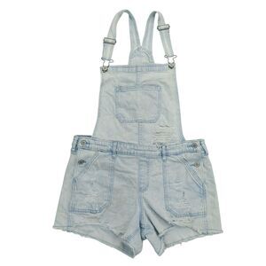 Hollister Boyfriend Short Overall Stretch Light Wash Womens Size L